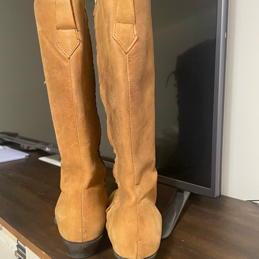 Oakley Tall Lace Up Leather Boots Tan Size 7.5 Riding Western Style - Picture 6 of 10